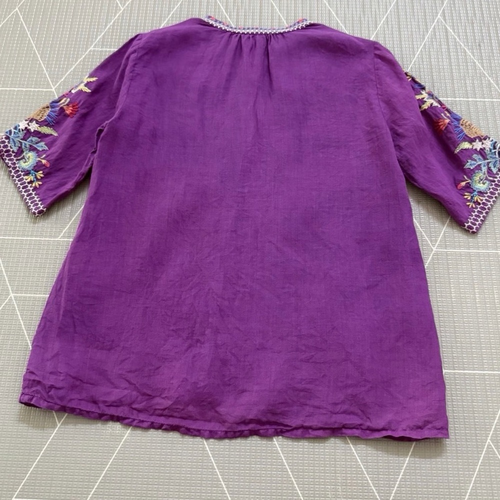 Johnny Was Arzella Purple Embroidered Tunic Top XS NWOT $225 Retail - Picture 11 of 12